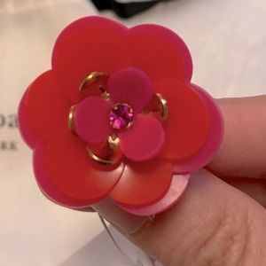 Kate Spade Rosy Posies ring sz 6 in hot pink/red